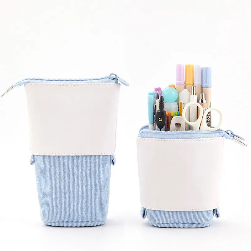 Aichashi BACK TO SCHOOL Creative Retractable Pencil Case School Stationery Storage Bag Kawaii Solid Color Pen Case Cute Pen Holder Gifts for Kid Pen Bag