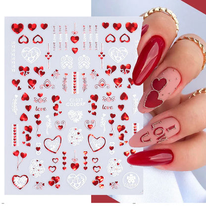 Aichashi Love Heart Nail Stickers Simple Heart Design Self-Adhesive Slider Letters Nail Art Decorations Stars Decals Manicure Accessories