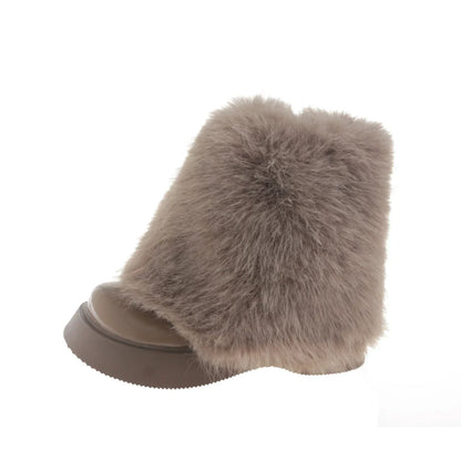 aichashi  -  Snow Boots with Fur Women Winter Warm Shoes Platform Short Boots Female Causal Height Increasing Shoes Solid Casual Botas Mujer