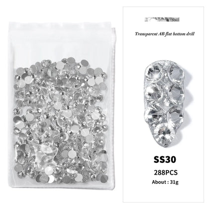 144/288 /1440pcs SS3-SS50 Crystal AB Clear Nail Rhinestones Non Hotfix Flat Back Stones DIY Strass Nail Art Decor Accessories