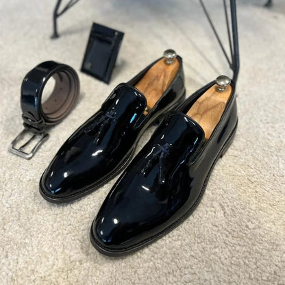 Aichashi New Black Loafers for Men Patent Leather Tassels Wedding Business Men's Formal Shoes Size 38-45 Free Shipping men shoes