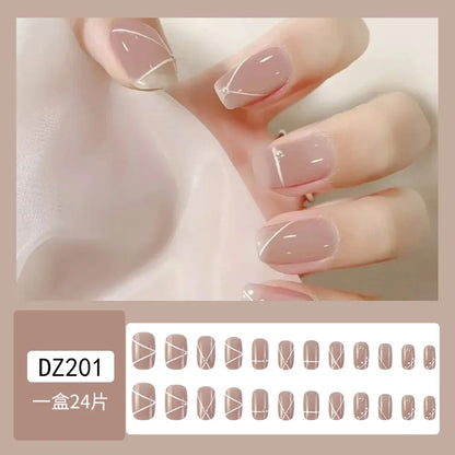 24pcs detachable short press on nails y2k designs fake nails with glue ballet sweet cool girls style artificial false nails tips