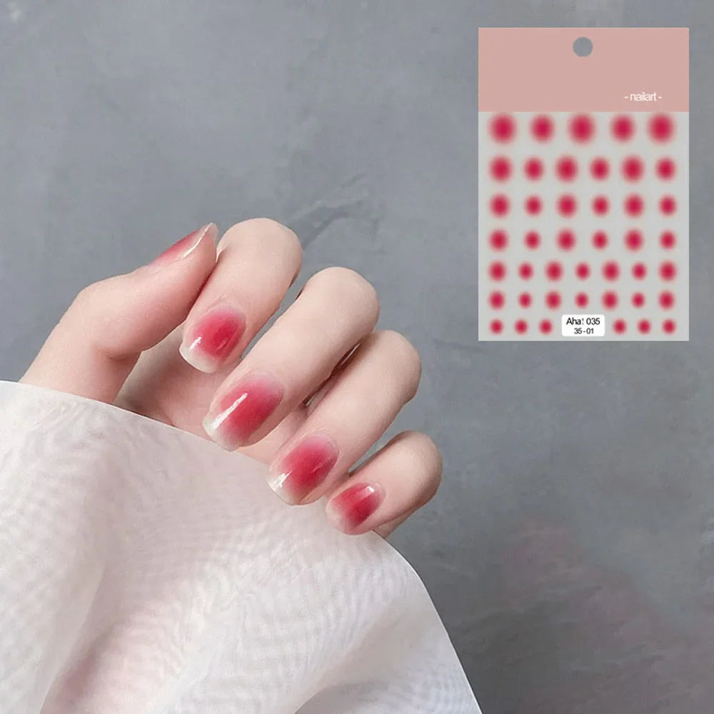 Aichashi 12 colors Pink Smudge Nail Sticker Blush Gradient Decals Sticker Self-Adhesive Translucent Waterproof Ultra-Thin 3D Nail Slider