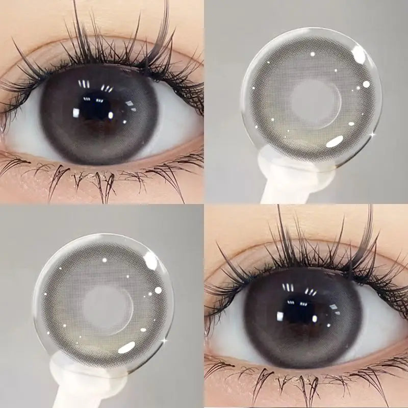 Aichashi 2PCS Korea Colored Contact Lenses Myopia Degree -0.00 to -8.00 Gray Eyes Beauty Pupil Brown Makeup Lens