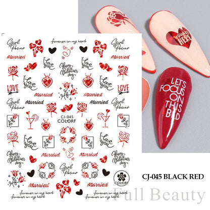 Aichashi Love Heart Nail Stickers Simple Heart Design Self-Adhesive Slider Letters Nail Art Decorations Stars Decals Manicure Accessories