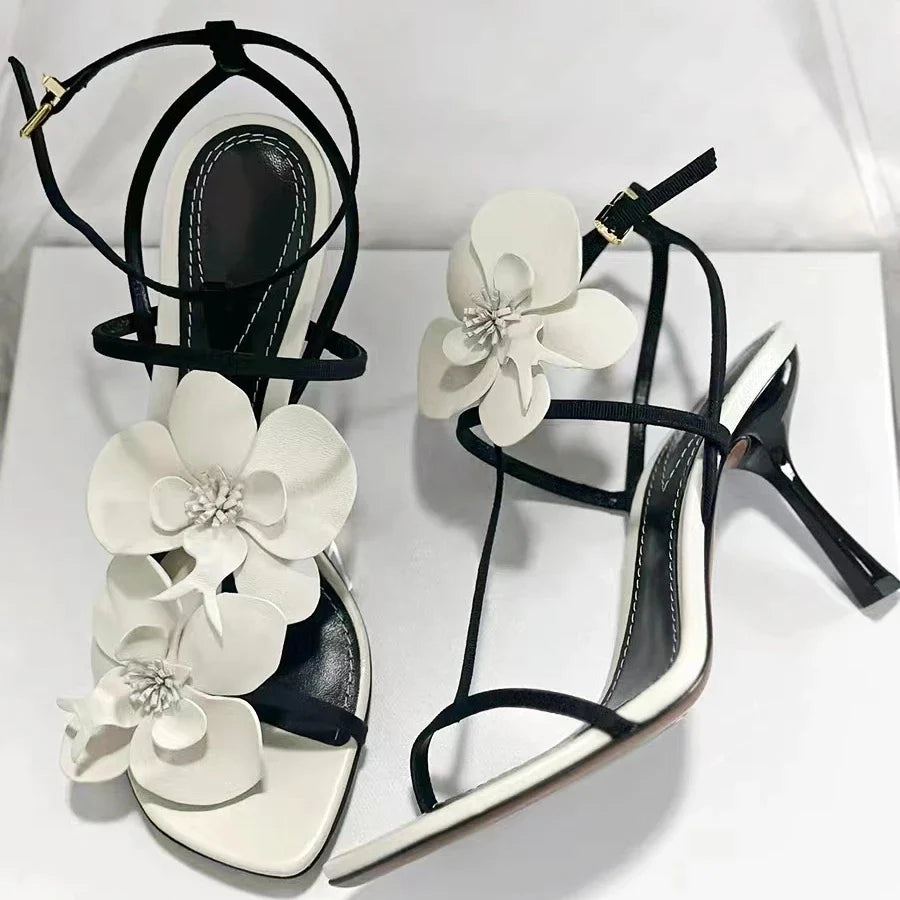 aichashi  -  Flower Luxury Designer High Heels Women Fashion Sandals Female Summer Slingback Sandals Women Brand Party Dress Shoes Pumps