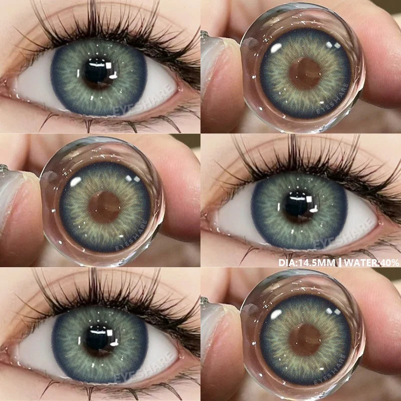 Aichashi 1pair Natural Color Contact Lenses for Eyes Gray Pupils Lens Blue Lenses Beautiful Pupil Yearly Makeup Green Eye Lenses