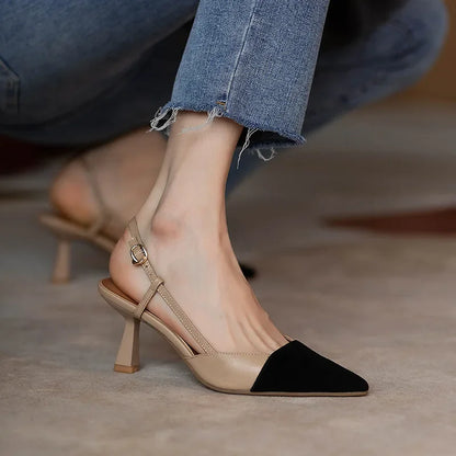 Aichashi High Heels Summer 2024 New Arrival Fashion Buckle Pointed Heel Sandals Women Comfort Simplicity Stilettos Sandalias De Mujer