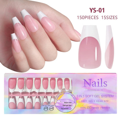 Aichashi 150pcs/boxed New False Nails Press On Nail Long Short Almond Nail Detachable French Style Wearing Manicure Fake Nail Patch