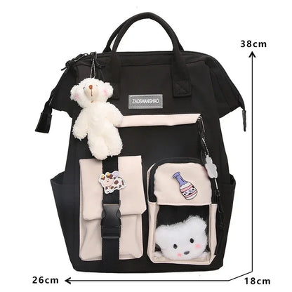 Aichashi BACK TO SCHOOL Women Candy Color Laptop Backpacks Cute Kawaii High School Bags for Teenage Girl Japanese Travel Camping Backpack