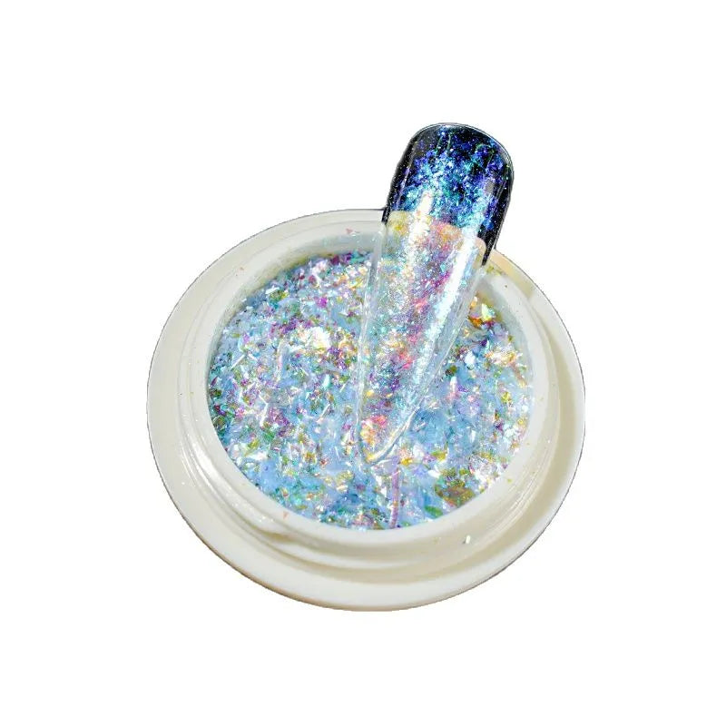 0.2g/jar Aurora Chrome Unicorn Nail Pigment Rainbow Mirror mermaid Nail Art Powder With 1-Sponge-Stick Unicorn Mirror Powder F-t