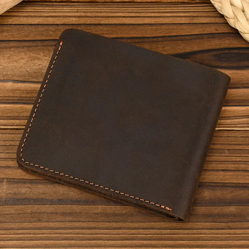 Aichashi Handmade Vintage Crazy horse Leather Wallet Men Genuine Leather Short Wallet Slim Coin Purse Male Money Clips Money bag