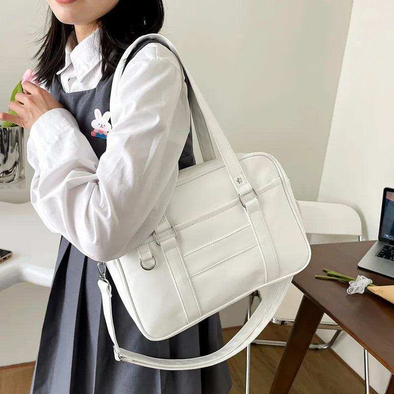 Aichashi BACK TO SCHOOL Japanese Preppy Style Shoulder Bag Women PU Leather JK Uniform Bag Girls Handbags Pure Color Crossbody Bags Itabag Tote Bolso