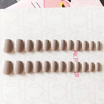 24pcs Wholesales Fake Nails For Women Solid Color Short False Nail Tips Fingernail DIY Nail Art Artificial Nails