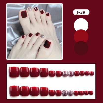 Aichashi 24pcs Solid Color Toenails French Minimalist Style Toenails Full Coverage Waterproof Removable Artificial Press on Nails False