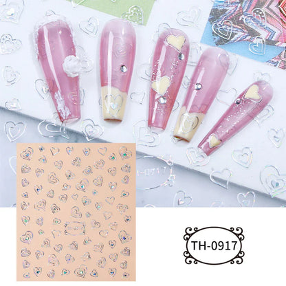 Aichashi Love Heart Nail Stickers Simple Heart Design Self-Adhesive Slider Letters Nail Art Decorations Stars Decals Manicure Accessories