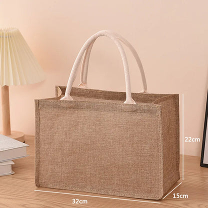 Aichashi Linen bag Hand-painted cotton sacks Jute portable imitation sacks Linen bags Shopping bags Laminated bags