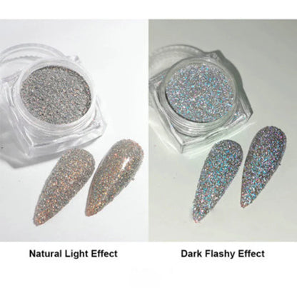 1Box Unicorn Holographic Nail Powder Silver Glitter Metallic Rub Dust Mirror Pigment Extra Fine Shiny Chrome For DIY Manicure*Y*