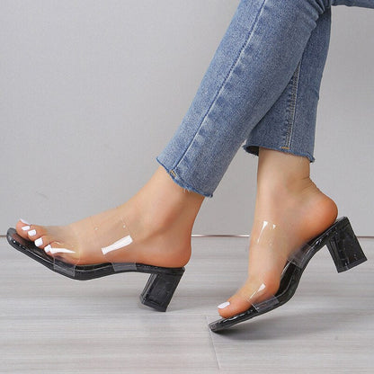 Aichashi New Summer Women Sandals Thick High Heels Sexy Platform Shoes Transparent Dress Wedding Shoes Women Pumps