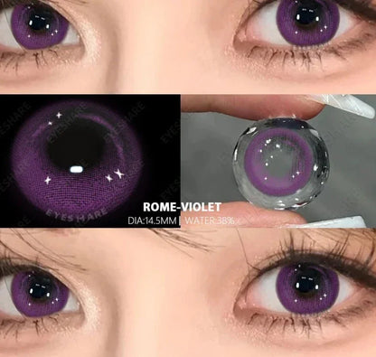 Aichashi 1pair Colored Contact Lenses for Eyes Purple Lenses Fashion Colorful Beautiful Pupil Lens Yearly Cosmetic Eye Contacts