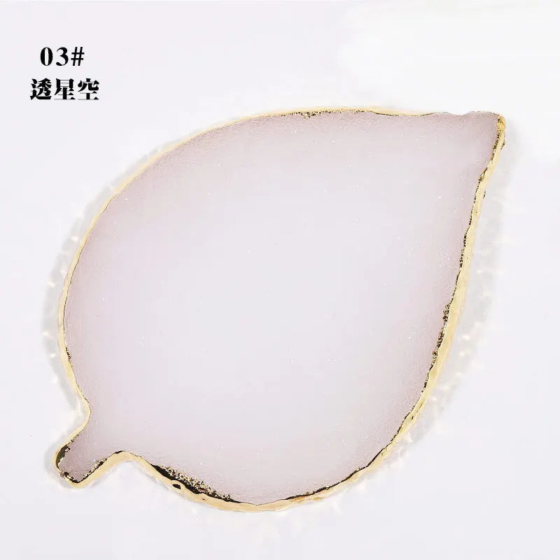 Aichashi 1 Pcs Leaf Resin Agate Nail Color Palette Gel Polish Pallet Mixing Drawing Paint Plate Manicure Nails Art Display Shelf