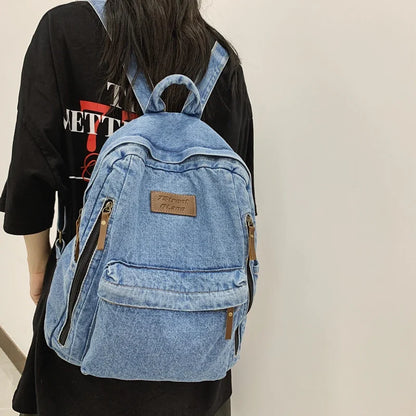 Aichashi High-quality Denim Ladies Backpacks New Women Schoolbags Spring Youth Laptop Backpacks Travel Bag Mochilas De Mujer