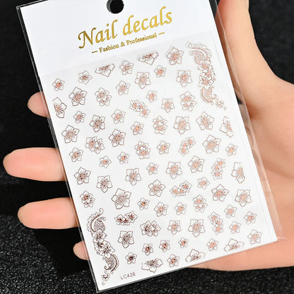 3D Gold Sun/Moon/Star Bronzing Nail Art Sticker 8*10cm Laser Star Moon Design Nail Decal Gold Silver Self-Adhesive Slider