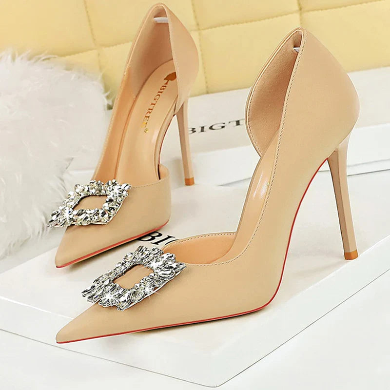 aichashi  - Luxury Heels 10.5 Cm Women Pumps Rhinestone Design High Heels Fashion Wedding Shoes Stilettos Sexy Party Shoes 10 Colour Pumps