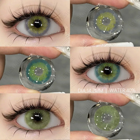 Aichashi 1 Pair Fashion Colored Contact Lenses for Eyes Natural Brown Lenses Yearly Blue Lenses Green Eye Contacts Colorful Lens