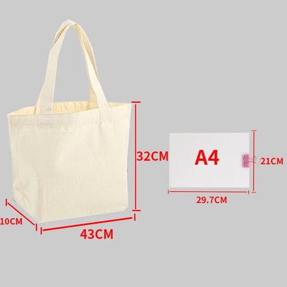 Aichashi Large Capacity Canvas Shopping Bags DIY Painting Pattern Handbag Folding Eco-friendly Cotton Tote Bags