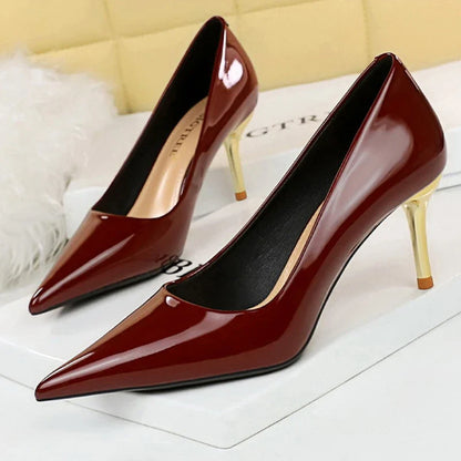 aichashi  -  Shoes Woman Pumps Patent Leather High Heels Shoes Women Occupation OL Office Shoes Stiletto Women Heels Plus Size 43