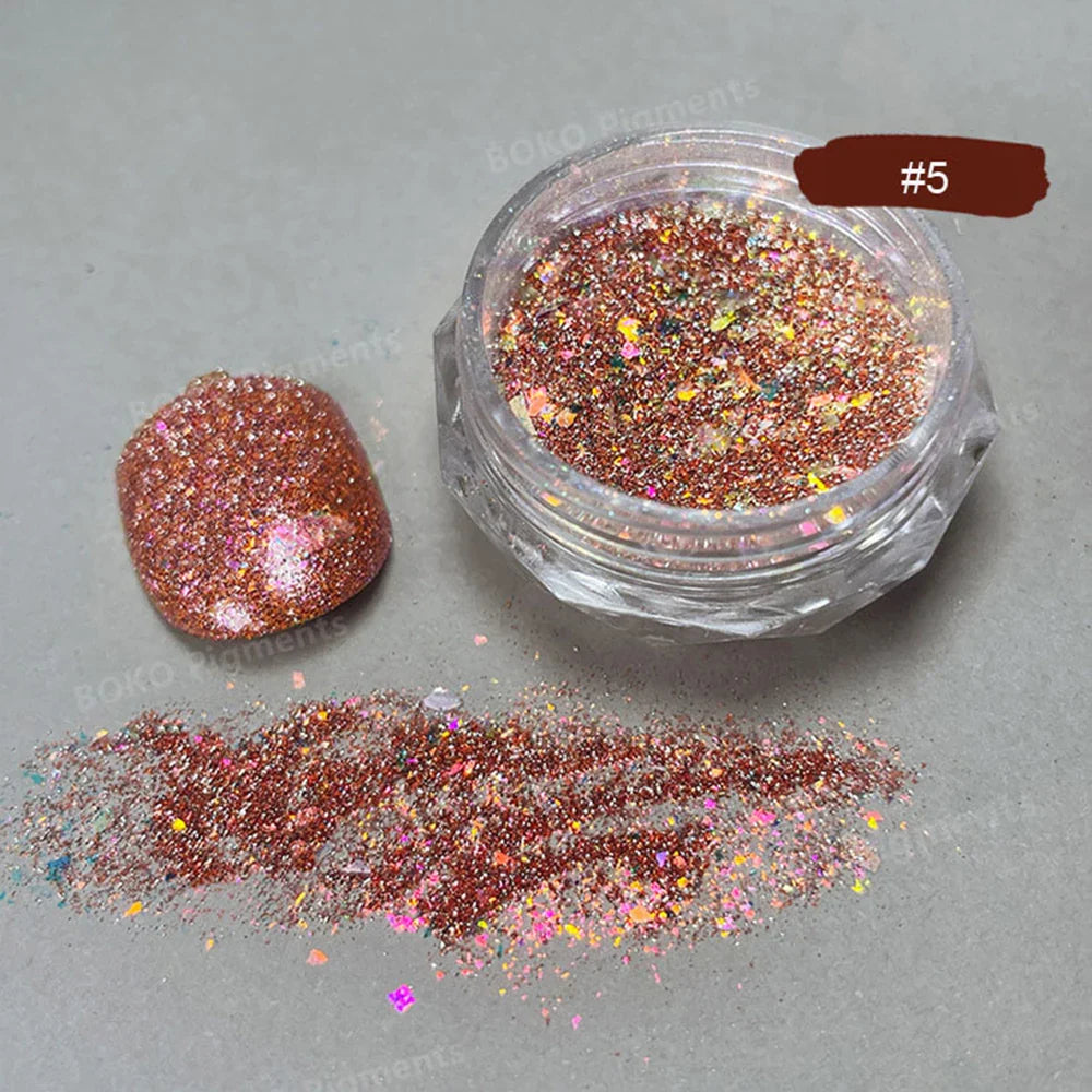 1Box Unicorn Holographic Nail Powder Silver Glitter Metallic Rub Dust Mirror Pigment Extra Fine Shiny Chrome For DIY Manicure*Y*