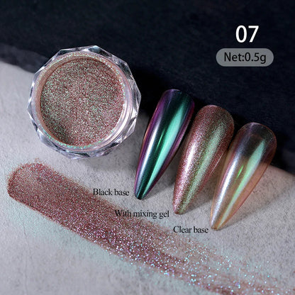 Aichashi Gradient Powder Pigment Pearl Rubbing on Nail Art Glitter Dust Aurora On Manicure Decoration Mirror Rubbing Neon Dust