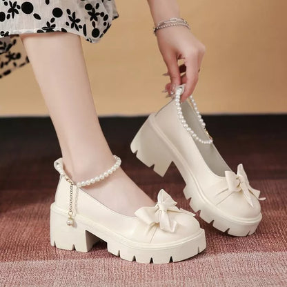 Aichashi Lolita Shoes Women Japanese Style Mary Jane Shoes Women Vintage Shallow High Heels Chunky Platform Shoes Cosplay Female Sandals