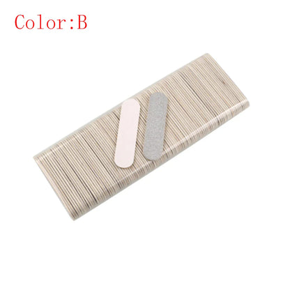 100Pcs/Lot,Double Side Disposable Mini Wooden Nail File,Grinding Polishing  Buffer Strips Manicure Care Tools,Size:5x1.3cm