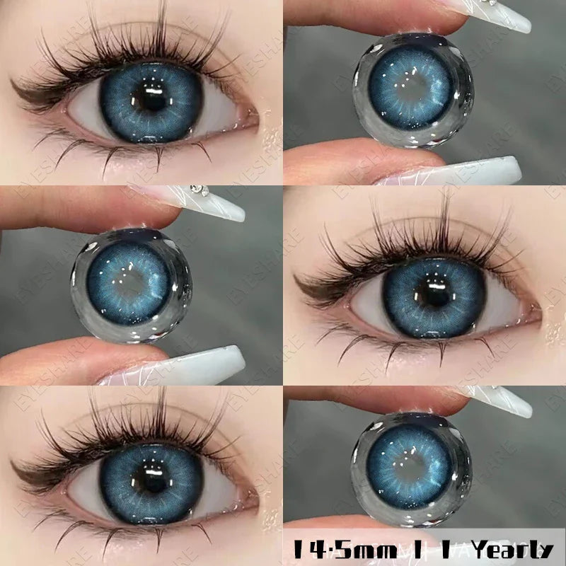 Aichashi 2pcs New Colored Contacts Lenses for Eyes Brown Eyes Contact Lenses Fashion Blue Eye Lens Yearly Makeup Contacts 14.5mm