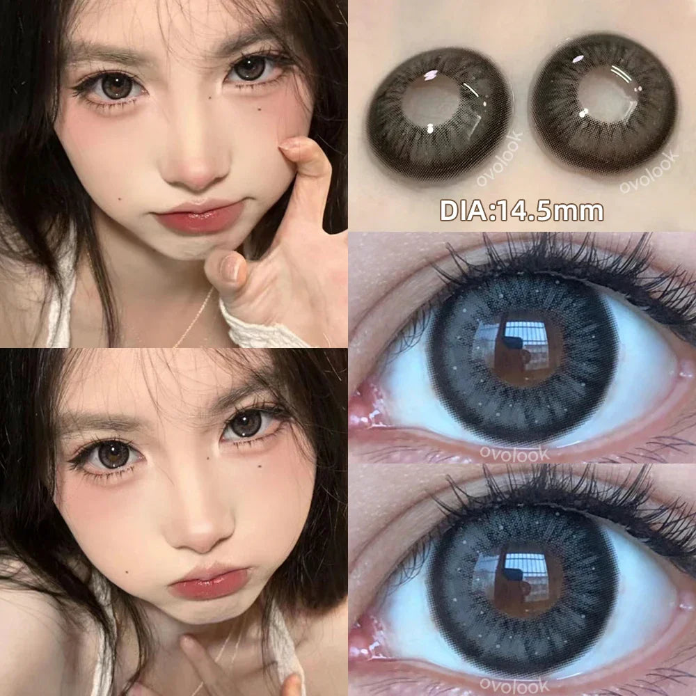 Aichashi 1 Pair/2pcs 10 Colors Contact Lenses for Eyes Fashion Pupils Myopia Eye Color Lenses Blue Green Brown Prescription Lens