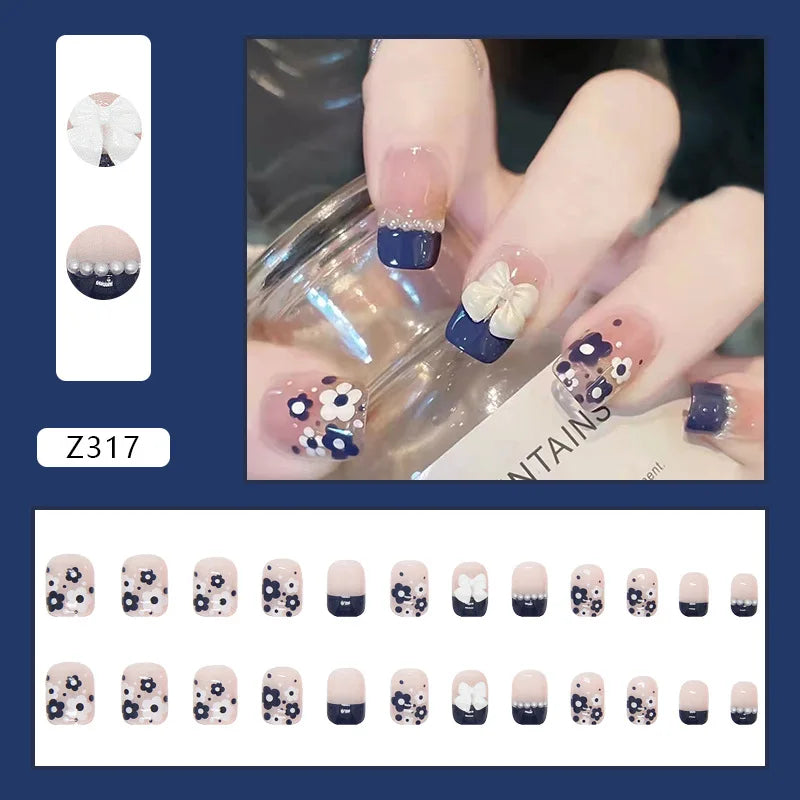 Aichashi Nail Art Fake Nails Long Island Iced Tea Wearing Jiashan Camellia Flower 3D Light Change Love Girl Blush Wearing Press on Nails