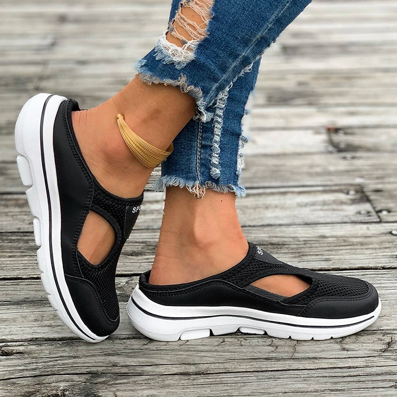 Aichashi Breathable Mesh Sports Slippers Women Casual Cut Out Wedge Slides Sandals Woman Summer 2024 Comfortable Non Slip Walking Shoes