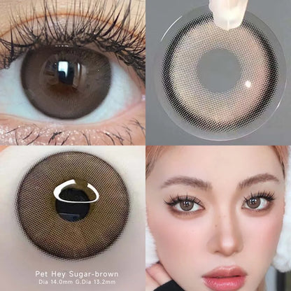 Aichashi 2PCS Brown Lenses Natural Contact Lenses for Eyes Super Beauty Eye Color Lenses Myopia Lenses With Diopters Prescription