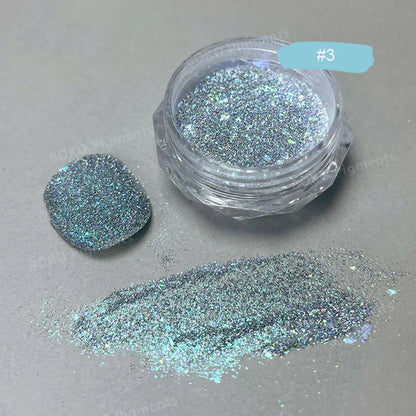 1Box Unicorn Holographic Nail Powder Silver Glitter Metallic Rub Dust Mirror Pigment Extra Fine Shiny Chrome For DIY Manicure*Y*