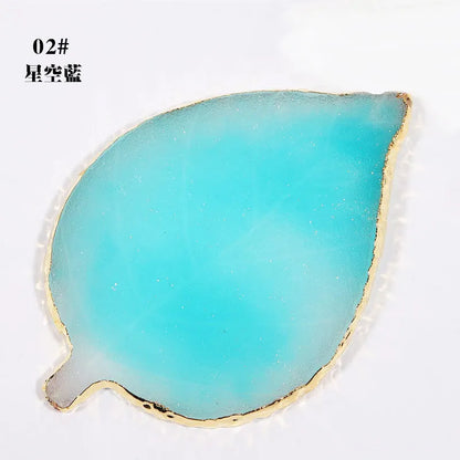 Aichashi 1 Pcs Leaf Resin Agate Nail Color Palette Gel Polish Pallet Mixing Drawing Paint Plate Manicure Nails Art Display Shelf