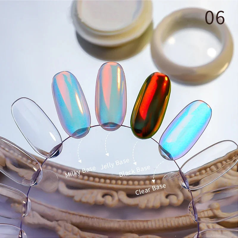 1Box Nail Mirror Glitter Powder Laser Holographic Powder Metal Effect Nail Glitter Gold Nail Art UV Gel Polish Chrome Sheet