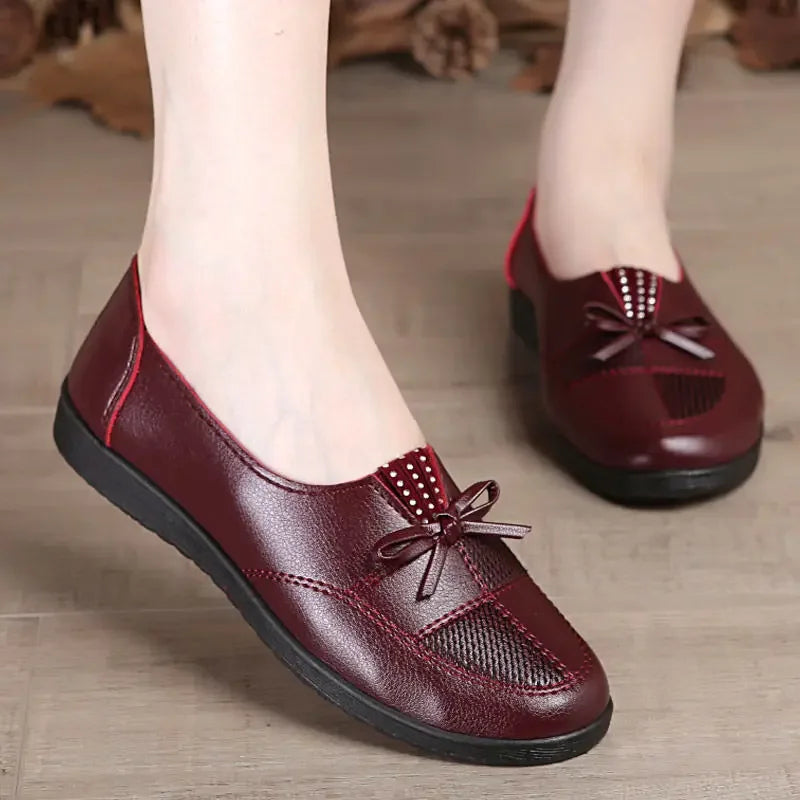 Aichashi 2024 Women Leather Flats Female Flats Spring Shoes Classic Women's Loafers Casual Leather Shoes