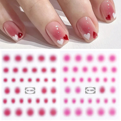 Aichashi Gradient Nail Sticker 3D Jelly Red Pink Blush Sliders Cute Ombre Nail Design Japanese Style Translucent Gel Polish Wraps Decal