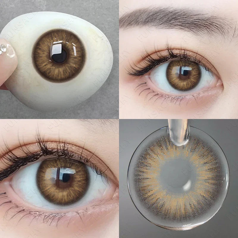 Aichashi NEW Eyes Contact Lenses 1pair Colored Contact Lens for Eye Blue Contact Lens Yearly Use Beauty Makeup Brown Eyes Lenses