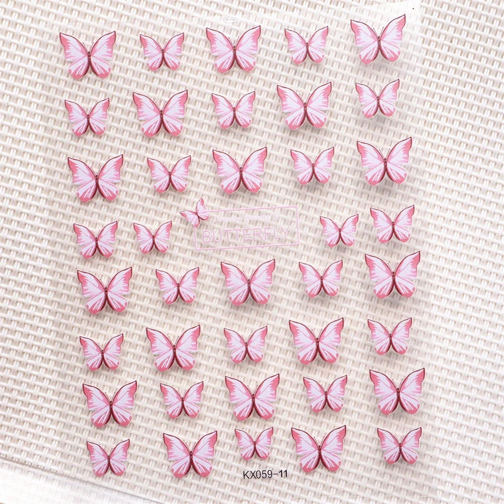 Aichashi 1pcs 5D Relief Kawaii Lace Series Nail Art Stickers Pink Bow Heart Nail Decoration Decals Self-Adhesive Manicure Accessories DIY