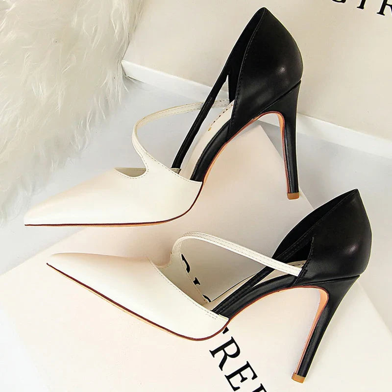 aichashi  -  Shoes Women Summer 9.5cm High Heels Sandals Women Pumps Sexy Party Shoes Mixed Color Stiletto Heels Ladies Shoes