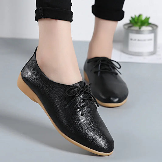 Aichashi Genuine Leather Summer Loafers Women Casual Shoes Moccasins Soft Pointed Toe Ladies Footwear Women Flats Shoes Female