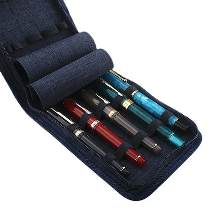 Aichashi BACK TO SCHOOL 4 Colors Pen Pouch Pencil Case Bag Gray Available for 10 Fountain Pen / Rollerball Pen Case Holder Storage Organizer Waterproof